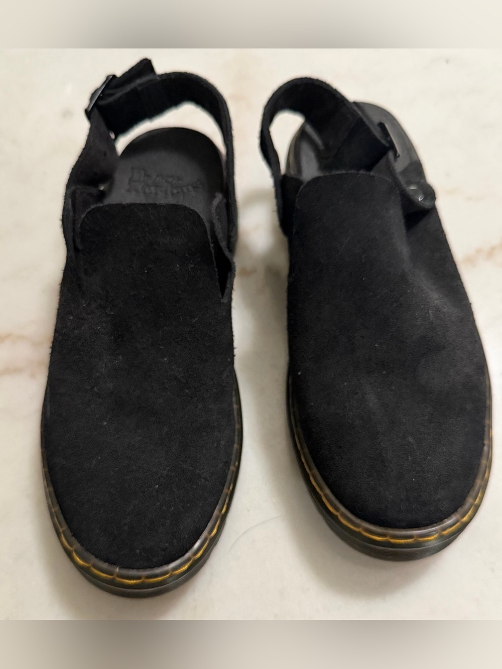 Dr Martens Carlson Suede Slingback Mules Sandals Shoes Black Women's 6